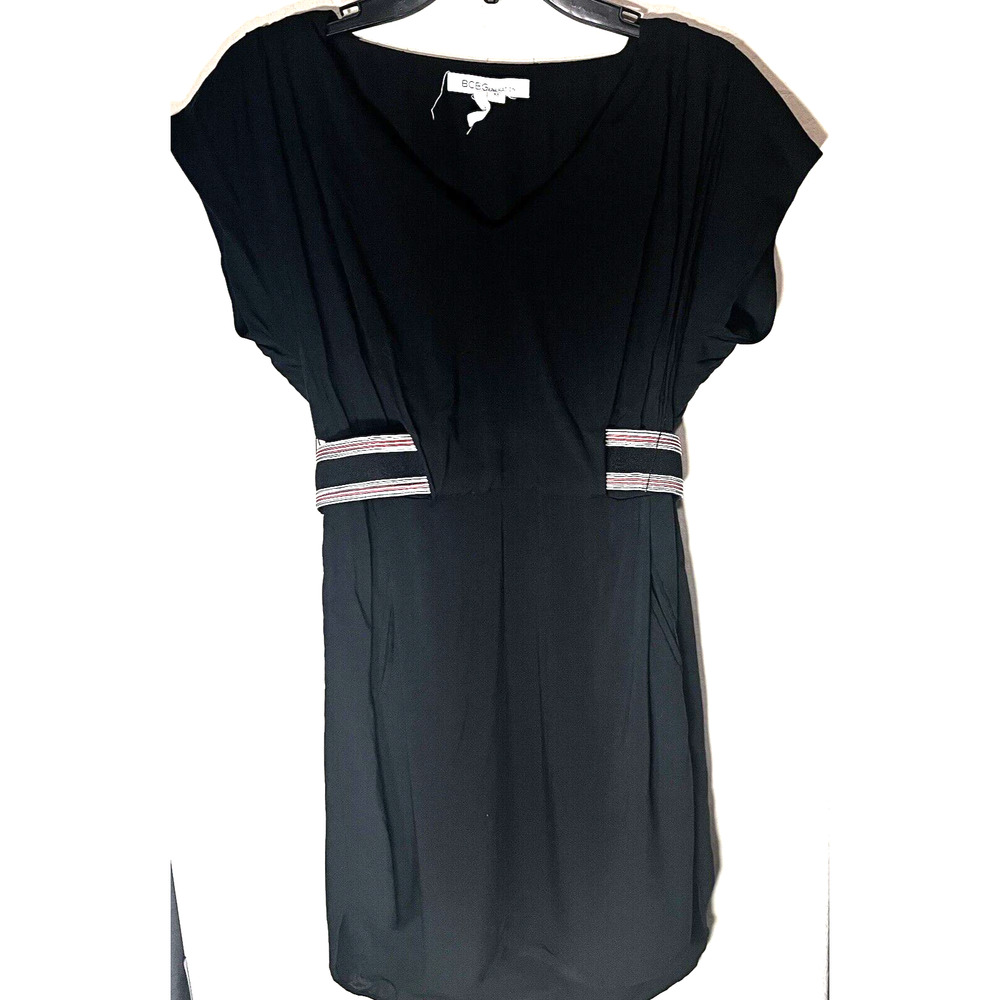 BCBGENERATION BCBG BLACK Belted MINI DRESS SIZE XS stretchy knit LBD